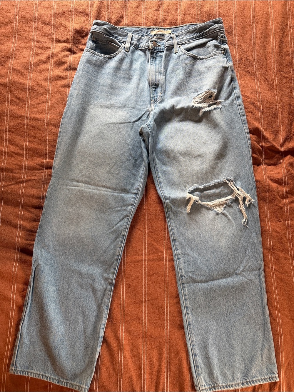 Levi's Light Blue Straight-Leg Jeans with Distressed Detail